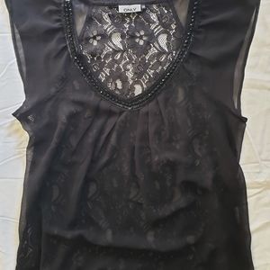 Women's Black lace- backed Blouse, size S